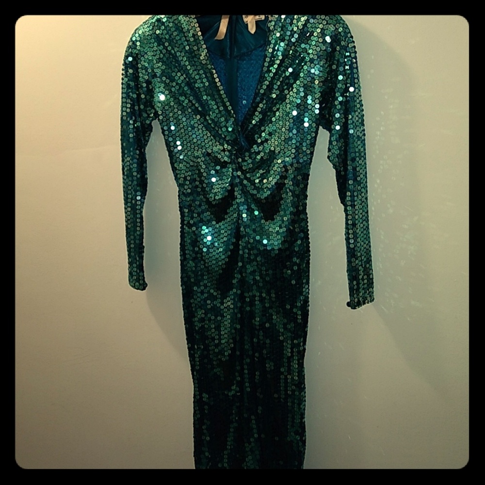 Slinky Sequin Vintage Evening Dress